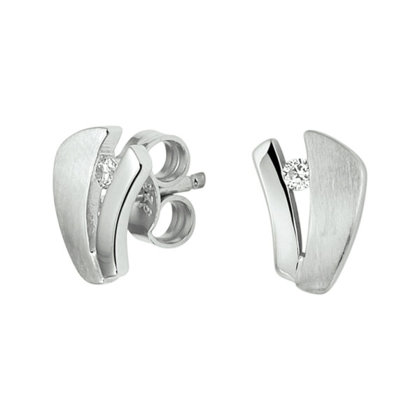 oorknoppen zirkonia zilver gerhodineerd