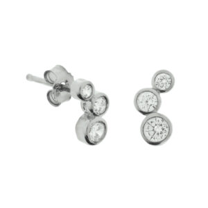 oorknoppen zirkonia zilver gerhodineerd