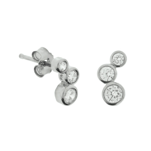 oorknoppen zirkonia zilver gerhodineerd