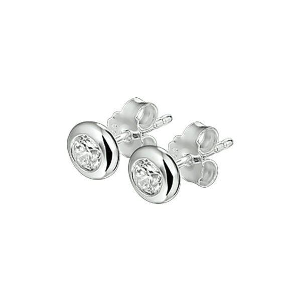 oorknoppen zirkonia zilver gerhodineerd