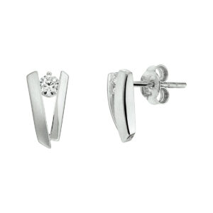 oorknoppen zirkonia zilver gerhodineerd
