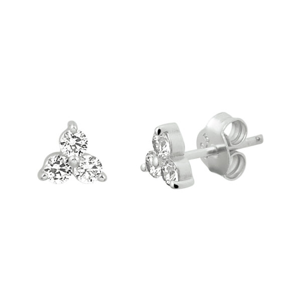 oorknoppen zirkonia zilver gerhodineerd