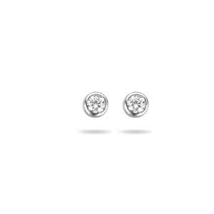 oorknoppen zirkonia zilver gerhodineerd