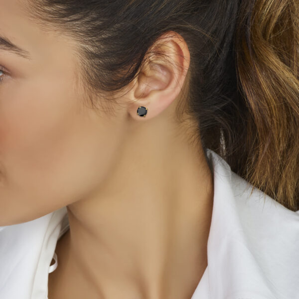 oorknoppen zwart zirkonia 14K geelgoud - Afbeelding 2
