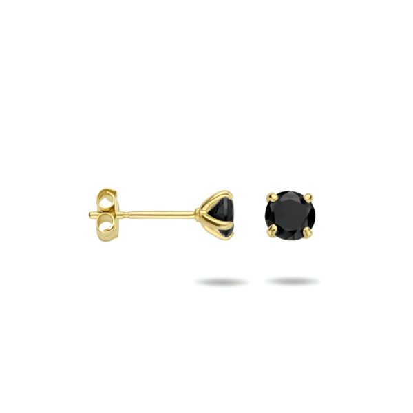 oorknoppen zwart zirkonia 14K geelgoud - Afbeelding 3