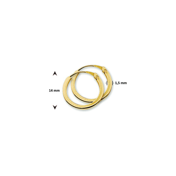 oorringen 1,5 mm vierkant 14K geelgoud - Afbeelding 3