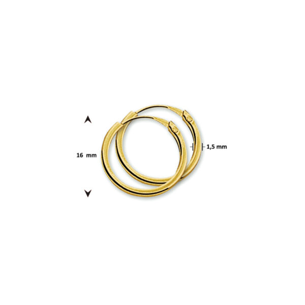 oorringen 1,5 mm vierkant 14K geelgoud - Afbeelding 3