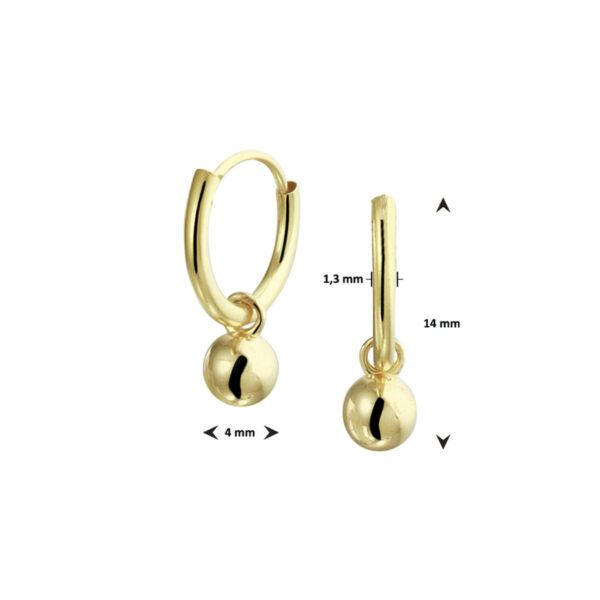 oorringen met hangers bolletjes 14K geelgoud - Afbeelding 2