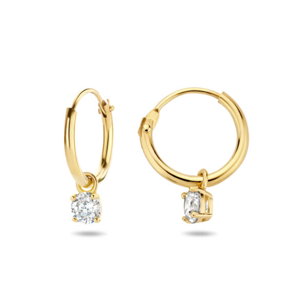 oorringen met hangers zirkonia 14K geelgoud - Afbeelding 3