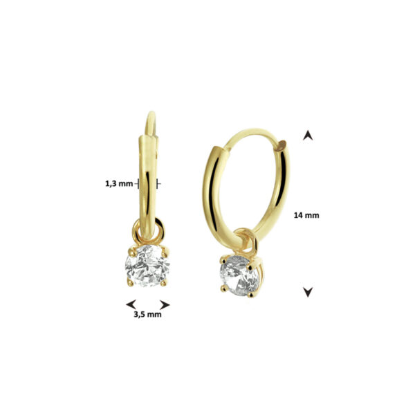 oorringen met hangers zirkonia 14K geelgoud - Afbeelding 4