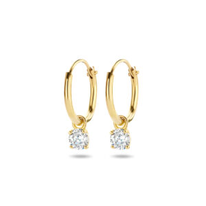 oorringen met hangers zirkonia 14K geelgoud