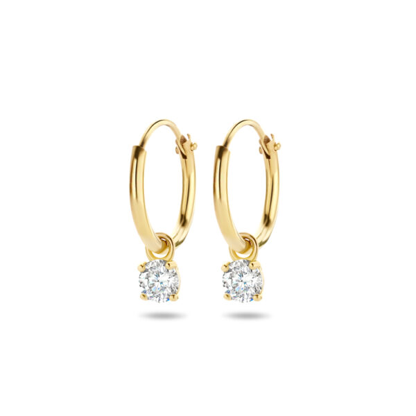 oorringen met hangers zirkonia 14K geelgoud