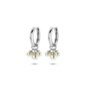 oorringen parels 17 mm zilver gerhodineerd