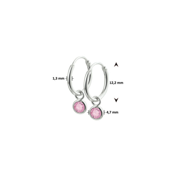 oorringen roze zirkonia zilver wit - Afbeelding 3