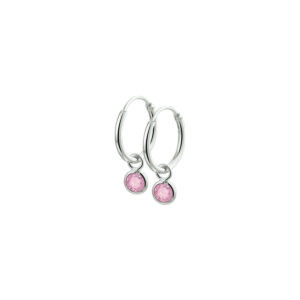oorringen roze zirkonia zilver wit