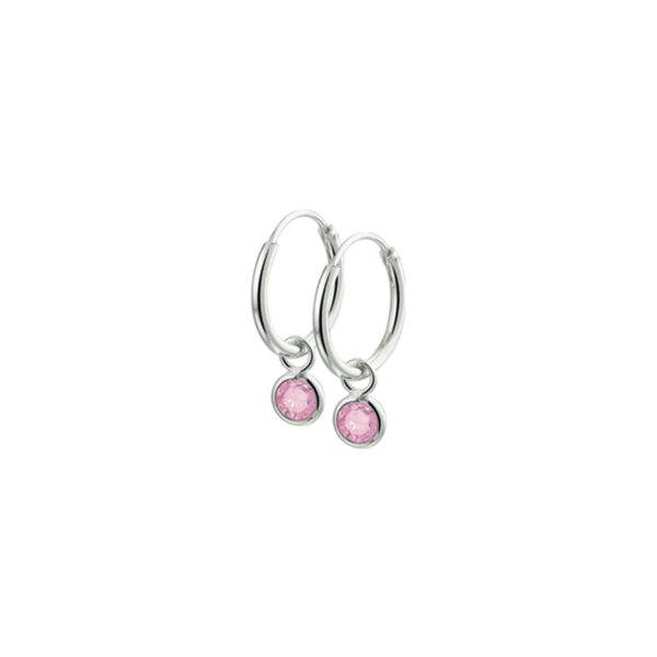 oorringen roze zirkonia zilver wit