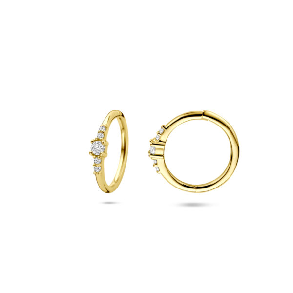 oorringen zirkonia 12 mm 14K geelgoud - Afbeelding 3