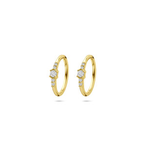 oorringen zirkonia 12 mm 14K geelgoud