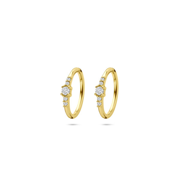 oorringen zirkonia 12 mm 14K geelgoud
