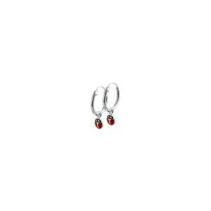 oorringhangers lieveheersbeestje zilver gerhodineerd