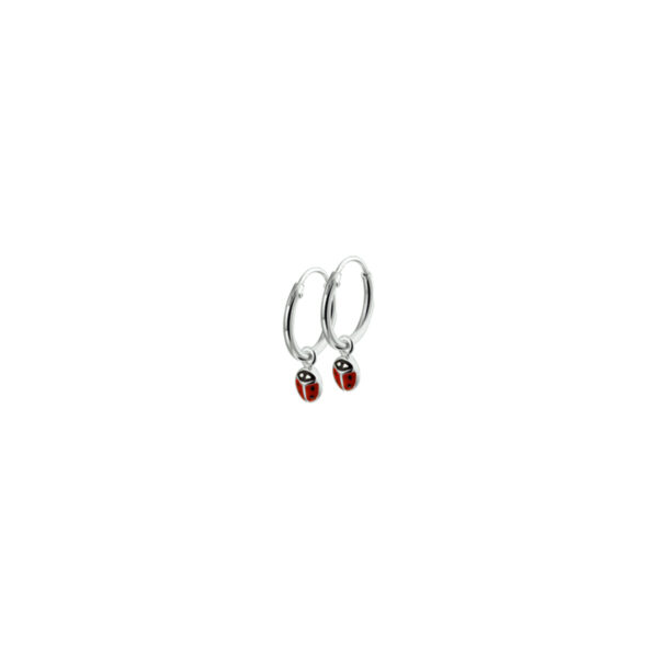 oorringhangers lieveheersbeestje zilver gerhodineerd