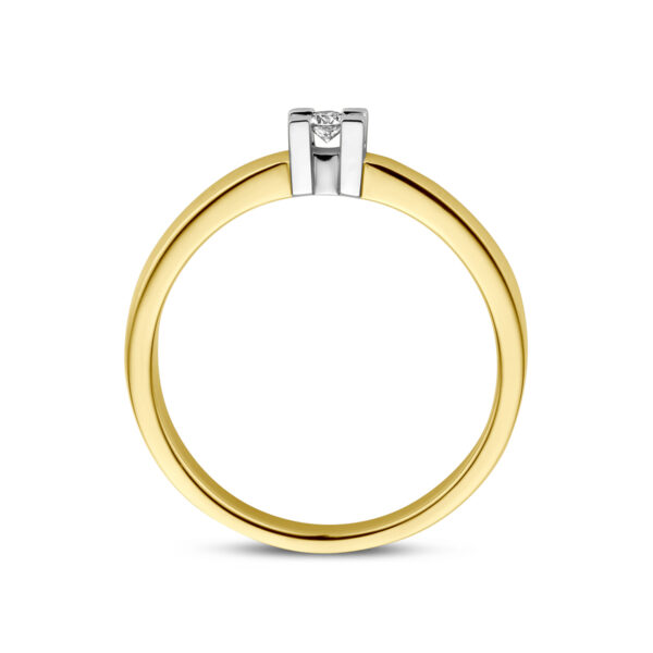 ring diamant 0.05ct h si 14K bicolor goud geel/wit - Afbeelding 2