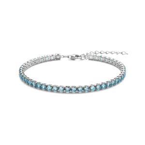 tennisarmband blauw zirkonia 3,0 mm 17 + 3 cm zilver gerhodineerd