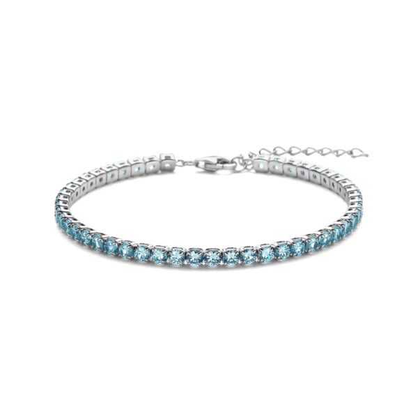 tennisarmband blauw zirkonia 3,0 mm 17 + 3 cm zilver gerhodineerd