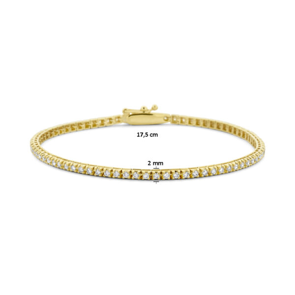 tennisarmband diamant 1.00ct h si 2,0 mm 17,5 cm 14K geelgoud - Afbeelding 3