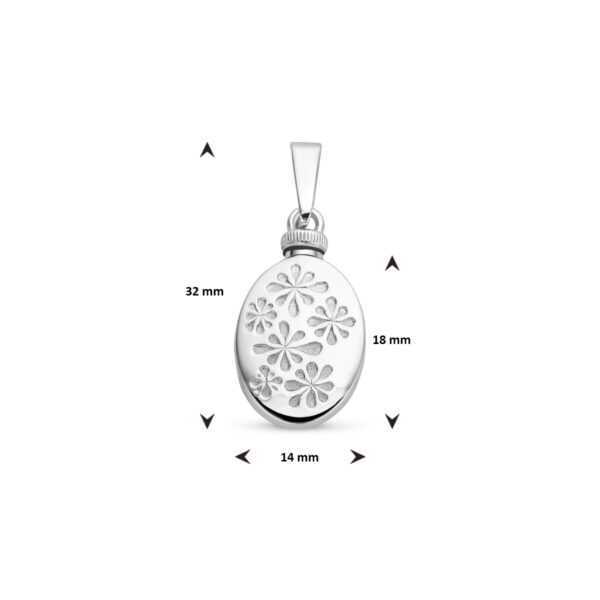urnhanger gravure bloemen zilver gerhodineerd - Afbeelding 4