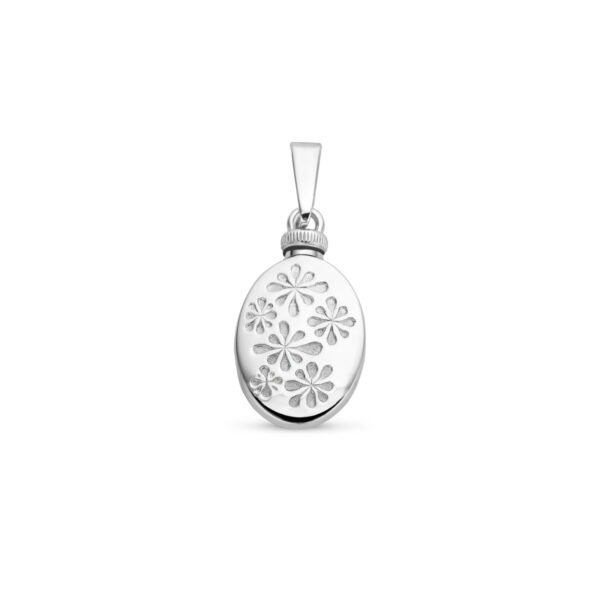 urnhanger gravure bloemen zilver gerhodineerd