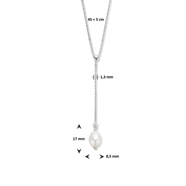 y-collier parel 45 + 5 cm zilver gerhodineerd - Afbeelding 4