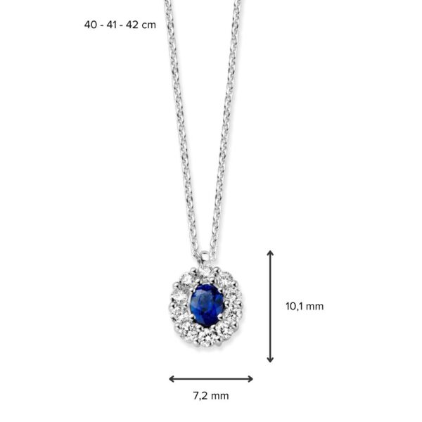 Collier witgoud briljant+saffier - Afbeelding 3