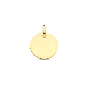 9k graveerhanger rond 13,5 mm 9K geel kleurig