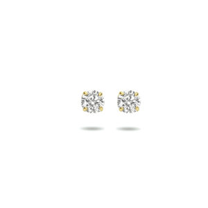 9k oorknoppen zirkonia 4 mm 9K geel kleurig