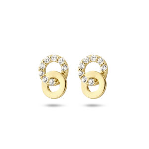 9k oorknoppen zirkonia 6,5 mm 9K geel kleurig