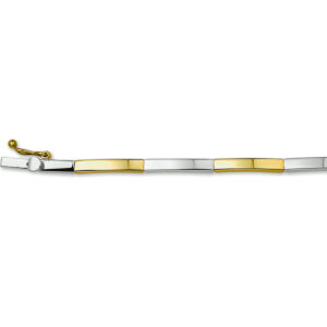 armband 2,5 mm 18,5 cm 14K bicolor goud geel/wit