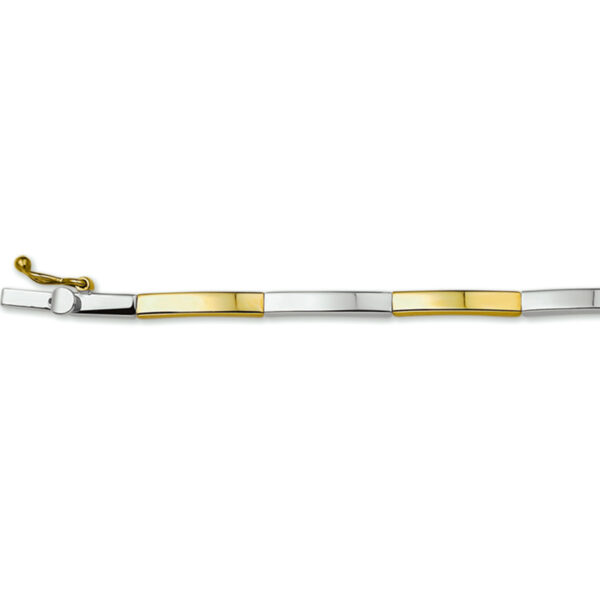 armband 2,5 mm 18,5 cm 14K bicolor goud geel/wit