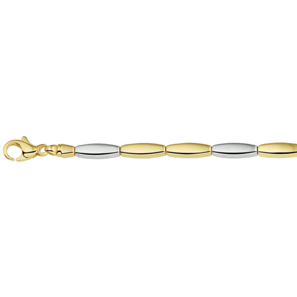 armband 4,0 mm 19 cm bicolor gestift 14K geelgoud - Afbeelding 2