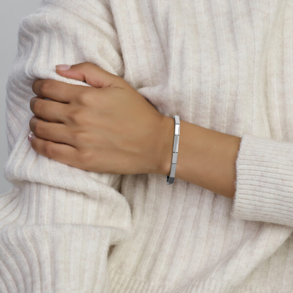 armband 4,3 mm 19 cm poli/mat zilver gerhodineerd - Afbeelding 2