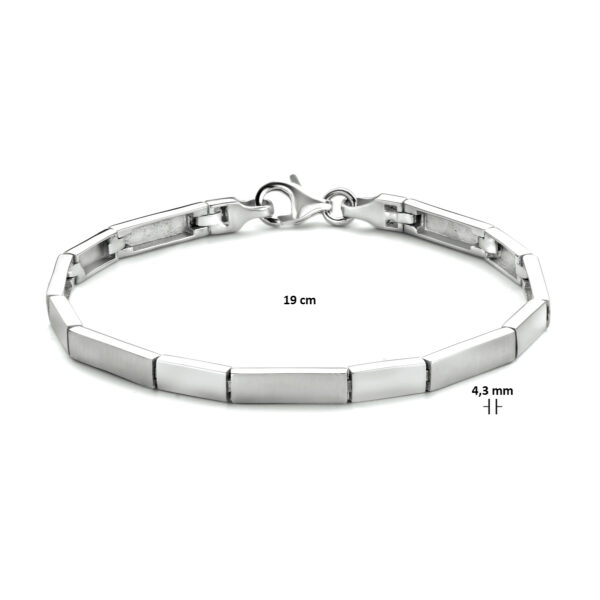 armband 4,3 mm 19 cm poli/mat zilver gerhodineerd - Afbeelding 3