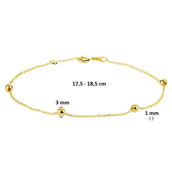 armband anker en bolletjes 1,0 mm 17,5 - 18,5cm 14K geelgoud - Afbeelding 4
