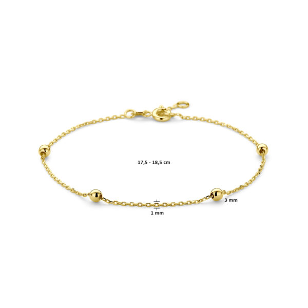 armband anker en bolletjes 1,0 mm 17,5 - 18,5cm 14K geelgoud - Afbeelding 5