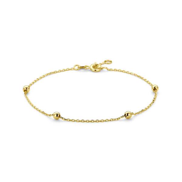 armband anker en bolletjes 1,0 mm 17,5 - 18,5cm 14K geelgoud