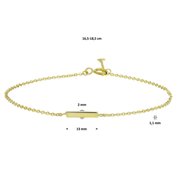 armband balkje 1,1 mm 16,5 - 18,5 cm 14K geelgoud - Afbeelding 4