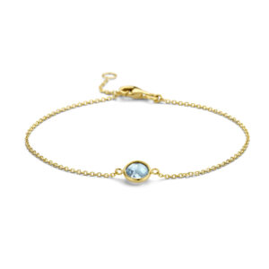 armband blauw topaas 16,5 - 19 cm 14K geelgoud