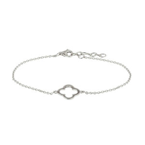 armband bloem 1,2 mm 16,5 + 2,5 cm zilver gerhodineerd
