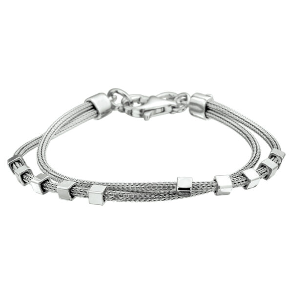 armband blokjes 18 + 2,5 cm zilver gerhodineerd