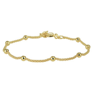 armband bolletjes 3,0 mm 17 + 2 cm 3 micron zilver verguld (geel)