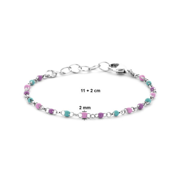 armband bolletjes gekleurd emaille 11 + 2 cm zilver gerhodineerd - Afbeelding 3
